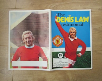 1973-74 Original Denis Law Manchester United v Ajax Testimonial Match Programme. Ideal Christmas Gift, Fathers Day, Birthday Present