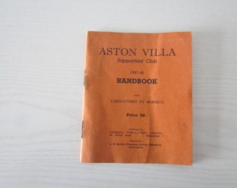1947-48 Aston Villa Football Supporters' Club Handbook, Yearbook, Souvenir. Ideal Christmas Gift, Fathers Day, Birthday Present