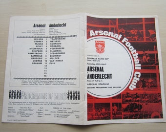 1969-70 Arsenal v Anderlecht European Fair Cup Final 2nd Leg Match Programme. Ideal Christmas Gift, Fathers Day, Birthday Present