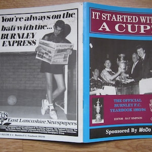 1993-94 Burnley Football Club Handbook, Yearbook, Souvenir, Memorabilia. Ideal Christmas Gift, Fathers Day, Birthday Present