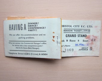 1979-80 Bristol City Football Club Used Season Ticket Booklet/Pass.