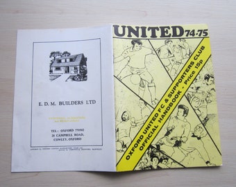1974-75 Oxford United FC Supporters Club Handbook, Yearbook, Annual, Souvenir. Ideal Christmas Gift, Fathers Day, Birthday Present