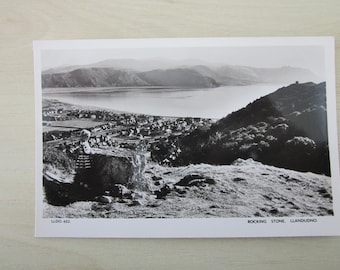 Rocking Stone, Llandudno, Wales, United Kingdom, Genuine, Original, Real Photo Postcard (RPPC).