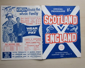 1960 Scotland v England Football International Match Programme. Ideal Christmas Gift, Father's Day Birthday Present For Him
