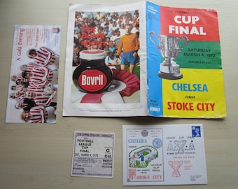 1972 Chelsea v Stoke City League Cup Final Programme PLUS Match Ticket PLUS Special Events Series Cover and Gala Evening Invitation!