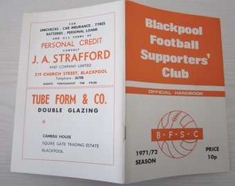 1971-72 Blackpool Football Supporters Club Handbook, Yearbook, Souvenir. Ideal Christmas Gift, Fathers Day, Birthday Present For Him.