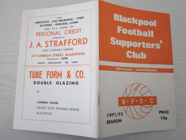 Yearbook Fathers Day Ideal Christmas Gift Birthday Present Souvenir 1971-72 Blackpool Football Supporters Club Handbook Annual