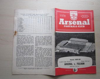 1960 TWO Arsenal Football Club League Match Day Programmes, Memorabilia.