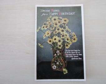 Postcard, Sincere Wishes For a Happy Birthday. Real Photo (RPPC) Postcard. Genuine, Original.
