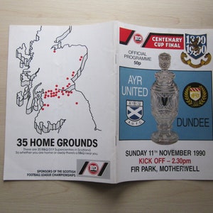 1990-91 Ayr United v Dundee, B A Centenary Cup Final Football Programme. Ideal Christmas Present, Father&#39;s Day Birthday Present
