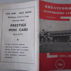 1971-72 Brentford Football Supporters Club Handbook, Yearbook, Annual. Ideal Christmas Gift, Fathers Day, Birthday Present For Him