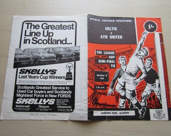 1969-70 Celtic v Ayr United Scottish League Cup Semi-Final Football Programme. Ideal Christmas Gift, Fathers Day, Birthday Present For Him