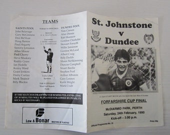1990 St.Johnstone v Dundee Forfarshire Cup Final Football Match Programme. Ideal Christmas Gift, Father's Day, Birthday Present