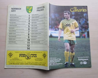1991 Norwich City v Crystal Palace, Zenith Data Systems Cup Final First Leg Football Match Programme. Ideal Christmas/Birthday Gift.