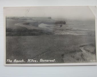 Postcard, The Beach, Kilve, Somerset, United Kingdom, Real Photo RPPC Postcard, Genuine, Original.