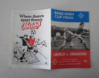 1980 Linfield v Crusaders Bass Irish Cup Final Football Match Programme. Ideal Christmas Gift, Father's Day, Birthday Present