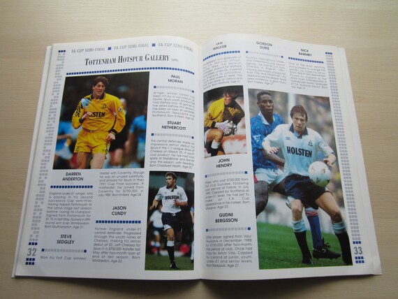 Fathers Day Birthday Present 1992-93 Original Arsenal v Tottenham Hotspur F A Cup Semi-Final Football Match Programme Ideal Christmas Gift