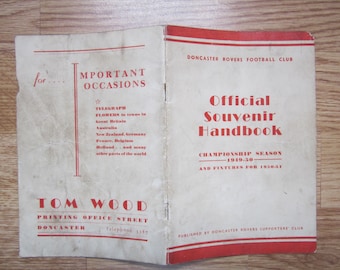 1949-50 Doncaster Rovers Football Club Souvenir Handbook, Yearbook. Ideal Christmas Gift, Fathers Day, Birthday Present For Him