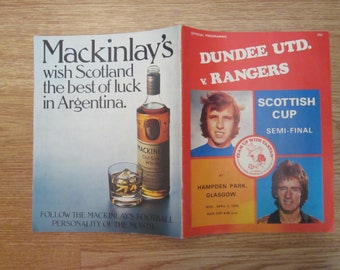 1977-78 Dundee United v Rangers Scottish Cup Semi-Final Programme. Ideal Christmas Gift, Fathers Day, Birthday Present