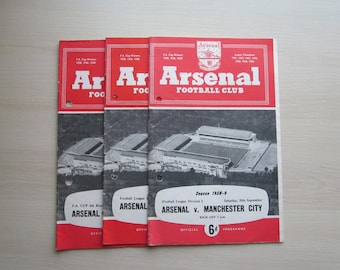 1958-59 THREE Arsenal Football Club Match Day Programmes, Memorabilia. Ideal Christmas Gift, Fathers Day, Birthday Present For Him