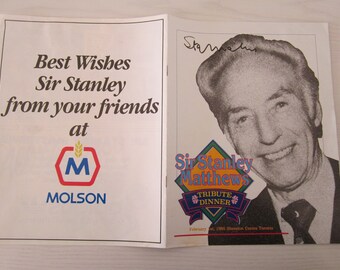 1985 HAND SIGNED Sir Stanley Matthews Tribute Dinner Programme. Ideal Christmas Gift, Father's Day, Birthday Present For Him.