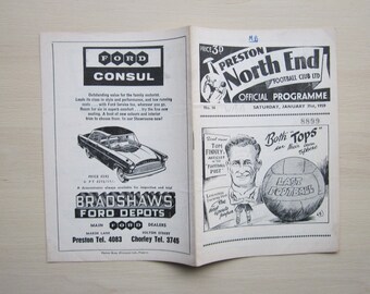 1958-59 Preston North End v W.B.A. Football League Division One Football Programme. Ideal Christmas Gift, Fathers Day Birthday Present