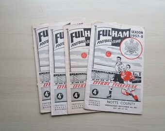 1957-58 FOUR Fulham Football Club League Match Day Programmes, Memorabilia.