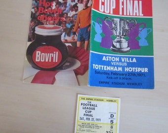 1971 Aston Villa v Tottenham Hotspur Football League Cup Final Programme PLUS Ticket. Ideal Christmas Gift, Birthday Present