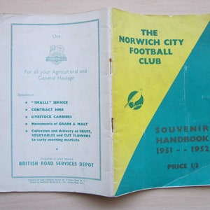 1951-52 Norwich City FC Football Club Souvenir Handbook, Yearbook, Annual. Ideal Christmas Gift, Fathers Day, Birthday Present