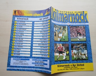 1995-96 Kilmarnock v Ayr United, Ayrshire Cup Final Football Match Programme. Ideal Christmas Gift, Fathers Day, Birthday Present