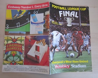 1981 Liverpool v West Ham United Football Soccer League Cup Final Programme.