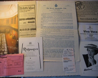 Ephemera Lot number One. 1950s onwards. 10 Items -  Worldwide Original Advertisements from RAC., Boots, Teylers Museum, many more