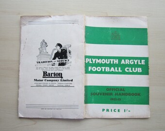1952-53 Plymouth Argyle Football Club Handbook Yearbook Original Official Ideal Christmas Gift Fathers Day Birthday Present