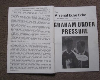 1992 Arsenal - The Arsenal Echo Echo Magazine, Original February/March 1992, Issue 22. Ideal Christmas Fathers Day Birthday Present