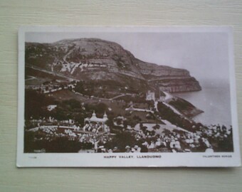 1945 Vintage REAL PHOTO (RPP) Postcard, Happy Valley, Llandudno, Wales, United Kingdom. Genuine, Original, Used, Postcard