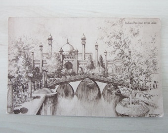 Indian Pavilion From Lake, Genuine, Original, Used, Postcard.