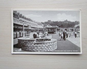 1950s Vintage Postcard, The Promenade And Castle, Dover, Kent. England, UK. Genuine, Original. Used, Postmarked 1956.