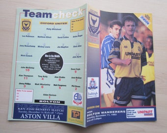 1993-94 MULTI HAND SIGNED Oxford United v Bolton Wanderers Football Match Programme. Ideal Christmas Gift, Fathers Day, Birthday Present
