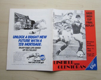 1985 Linfield FC v Glentoran FC Bass Irish Cup Final REPLAY Football Programme Ideal Christmas Gift, Fathers Day, Birthday Present