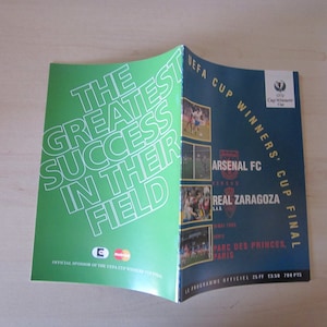 1995 Arsenal v Real Zaragoza European Cup Winners Cup Final Football Programme. Ideal Christmas Gift, Fathers Day, Birthday Present