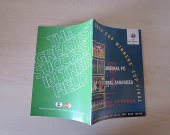 1995 Arsenal v Real Zaragoza European Cup Winners Cup Final Football Programme. Ideal Christmas Gift, Fathers Day, Birthday Present