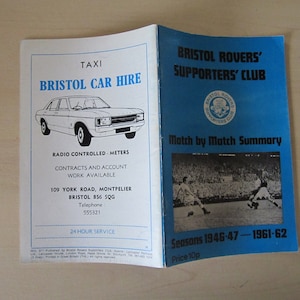1946/47 - 1961/62 Bristol Rovers Supporters&#39; Club Match By Match Summary Handbook, Yearbook, Souvenir, Memorabilia.