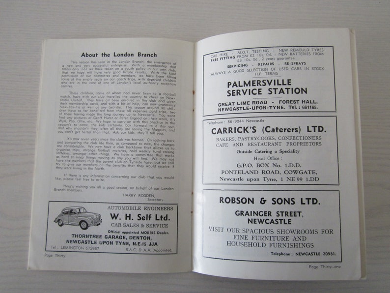 Birthday Present Fathers Day Annual Yearbook 1970-71 Newcastle United Football Supporters Club Handbook Ideal Christmas Gift