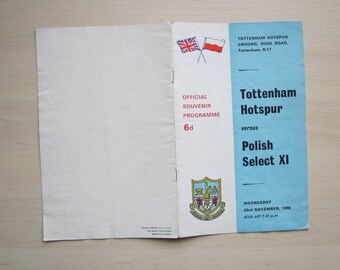 1966 Tottenham Hotspur v Polish Select XI Football Programme Ideal Christmas Gift, Fathers Day, Birthday Present For Him