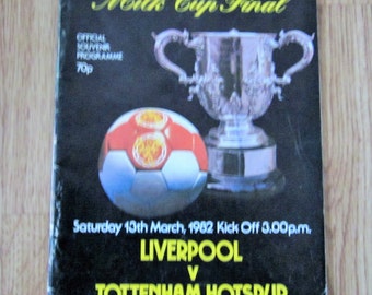 Programa de la final de la Copa de la Liga de Fútbol de 1982 entre Liverpool y Tottenham Hotspur. Regalo ideal de Navidad, Día del Padre o cumpleaños para él.