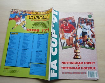 1991 Nottingham Forest v Tottenham Hotspur F A Cup Final Magazine Souvenir. Ideal Christmas Gift, Fathers Day, Birthday Present