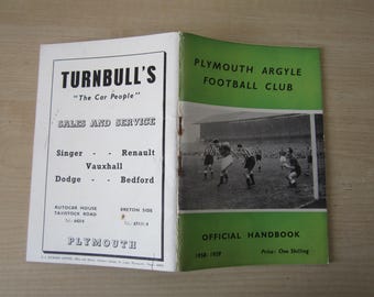 1958-59 Plymouth Argyle FC Football Soccer Club Handbook Yearbook Annual. Ideal Christmas Gift, Father's Day, Birthday Present,