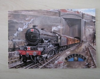 Everton Postcard, Limited Edition Paintings Featuring Locomotives Named After Football Clubs. Published Dawn Cover Productions.