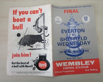 1966 Everton v Sheffield Wednesday F A Cup Final Football Match Programme.