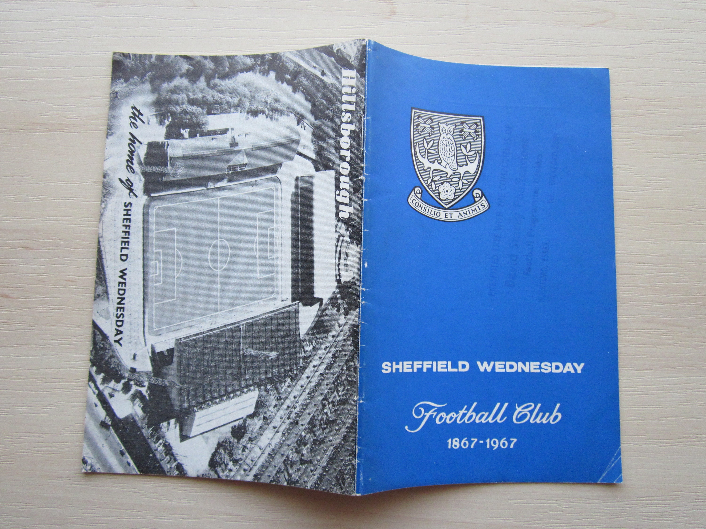 Image of 1867-1967 Sheffield Wednesday Football Club Centenary Year Celebrations Handbook. Ideal Christmas Gift, Fathers Day, Birthday Present